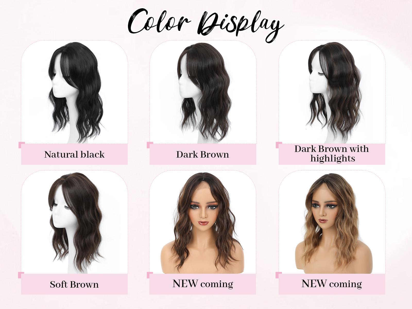 PANEWAY Hair Topper for Women - 16 Inch Curly/Wavy Clip-In Hairpiece for Thinning Hair, 6.5’’x6.5’’ Natural Base, Soft Synthetic Fiber for Daily Volume & Softness,Rich gradient colors