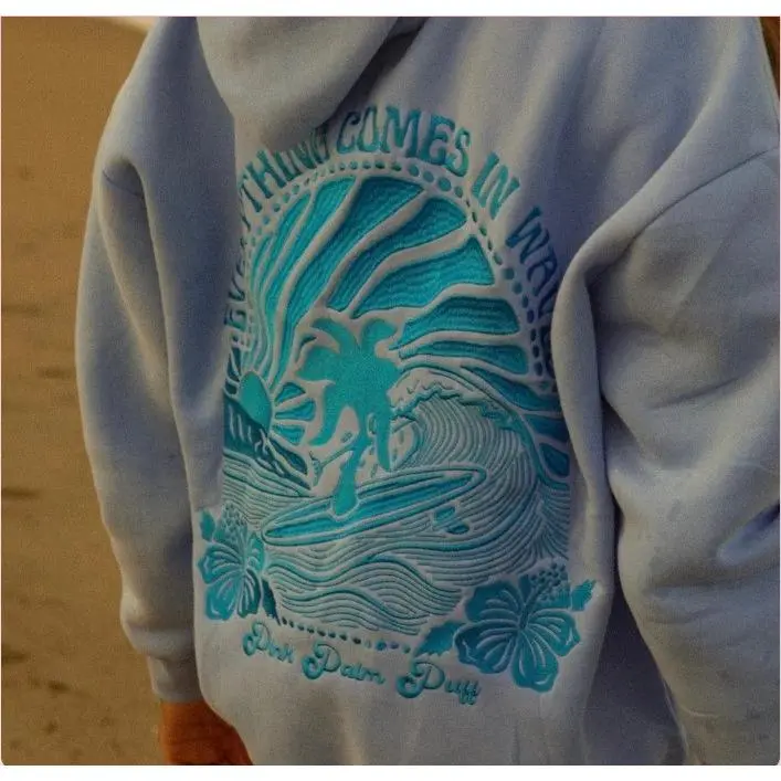 Light Blue Wave - Embroidered Style