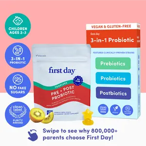 Toddler Tribiotic Gummies 2-3 Years - 3-in-1 Pre + Post + Probiotic - Constipation & Digestive Support - 60 Gummies (30 Day Supply)