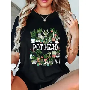 100%25 Cotton Plant Lover And Gardener: Pot Head Succulent Short Sleeve T-Shirt Breathable Fabric