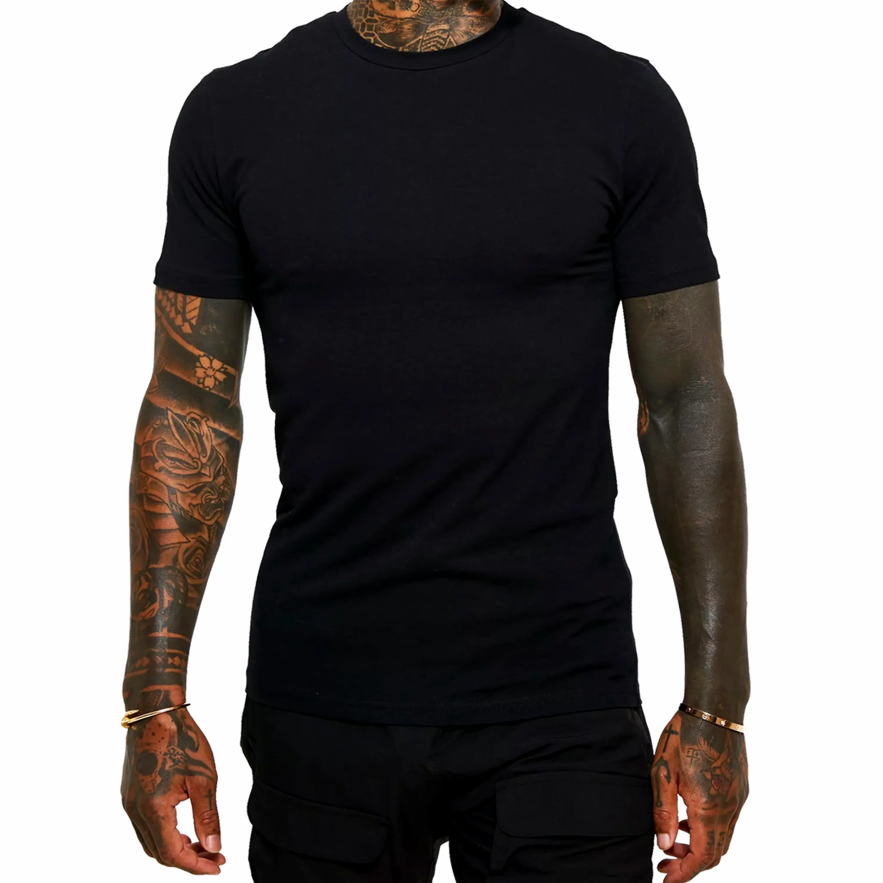 Men's Breathable, Loose-Fit Black and White Crew-Neck T-Shirt