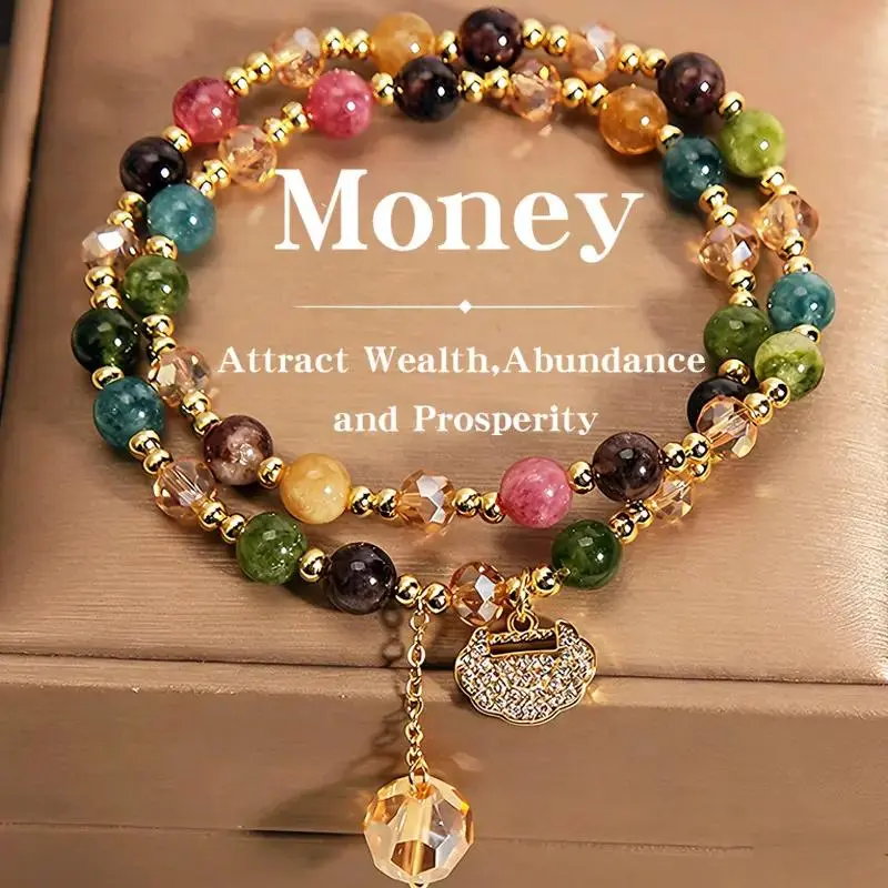 Unisex Double-Strand Gemstone Beaded Bracelet - Adult Beaded Jewelry with Energy Boost, Wealth Attraction, Positivity Benefits, Luxury Look for Any Occasion, Bracelets, Inspirational Beaded Bracelet, Money Attraction Bracelet