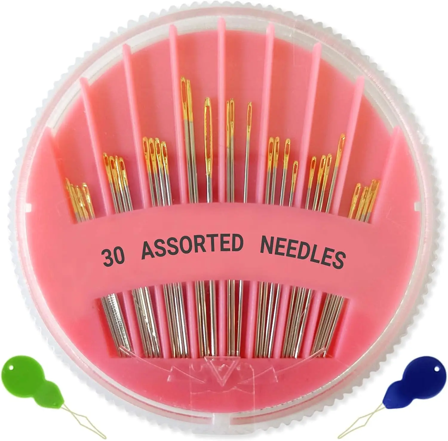 Pack of 30 - Premium Hand Sewing Needles, Assorted Sizes, Large Eye Stitching Needles for Sewing, Repair & Embroidery