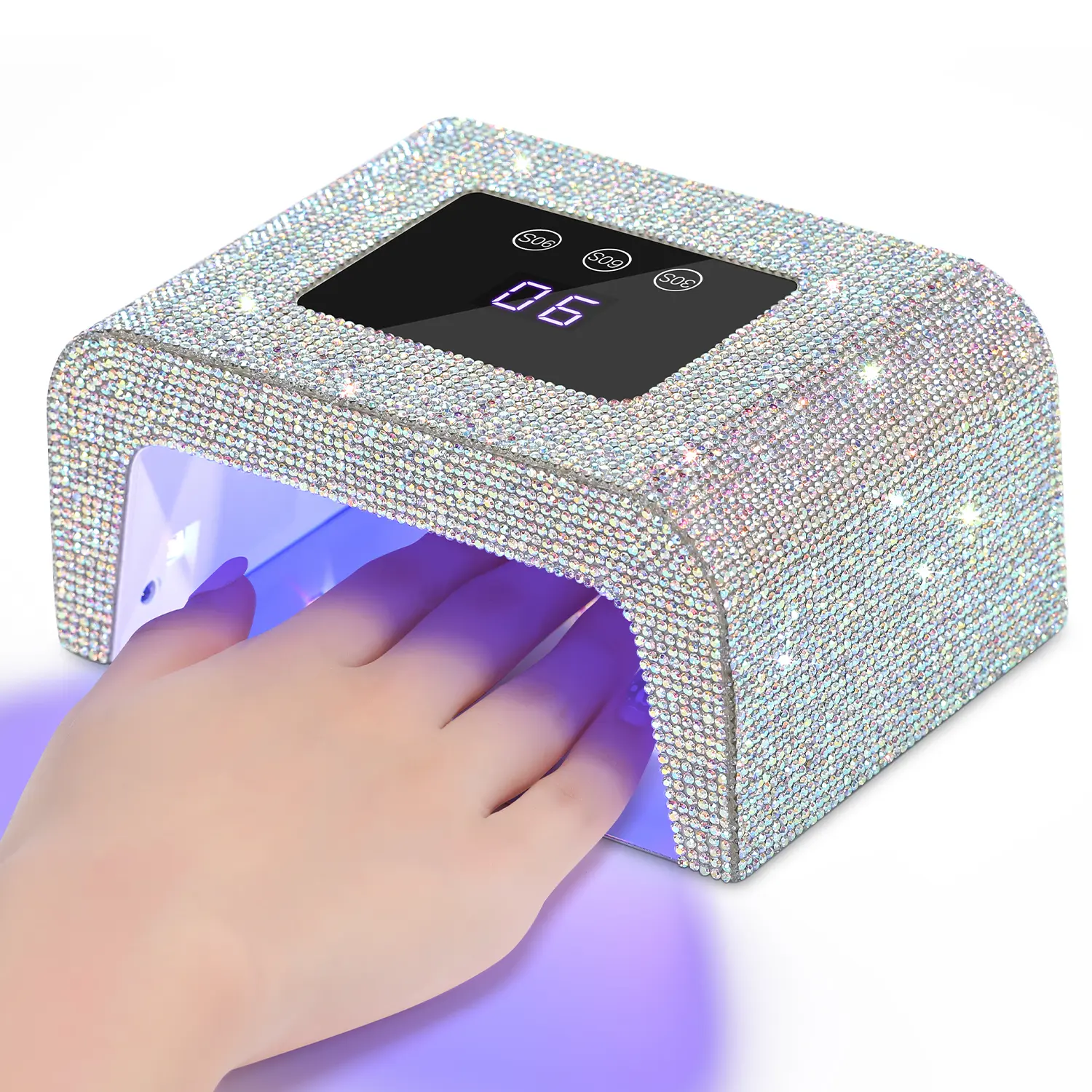 Professional Rhinestone UV LED Nail Lamp with Display Screen, 3 Timer Settings, 15 LEDs Fast-Curing Dryer for Gel Polish, Nail Care Manicure Tool for Home & Salon Use, Uv Nail Lamp Manicure Tool