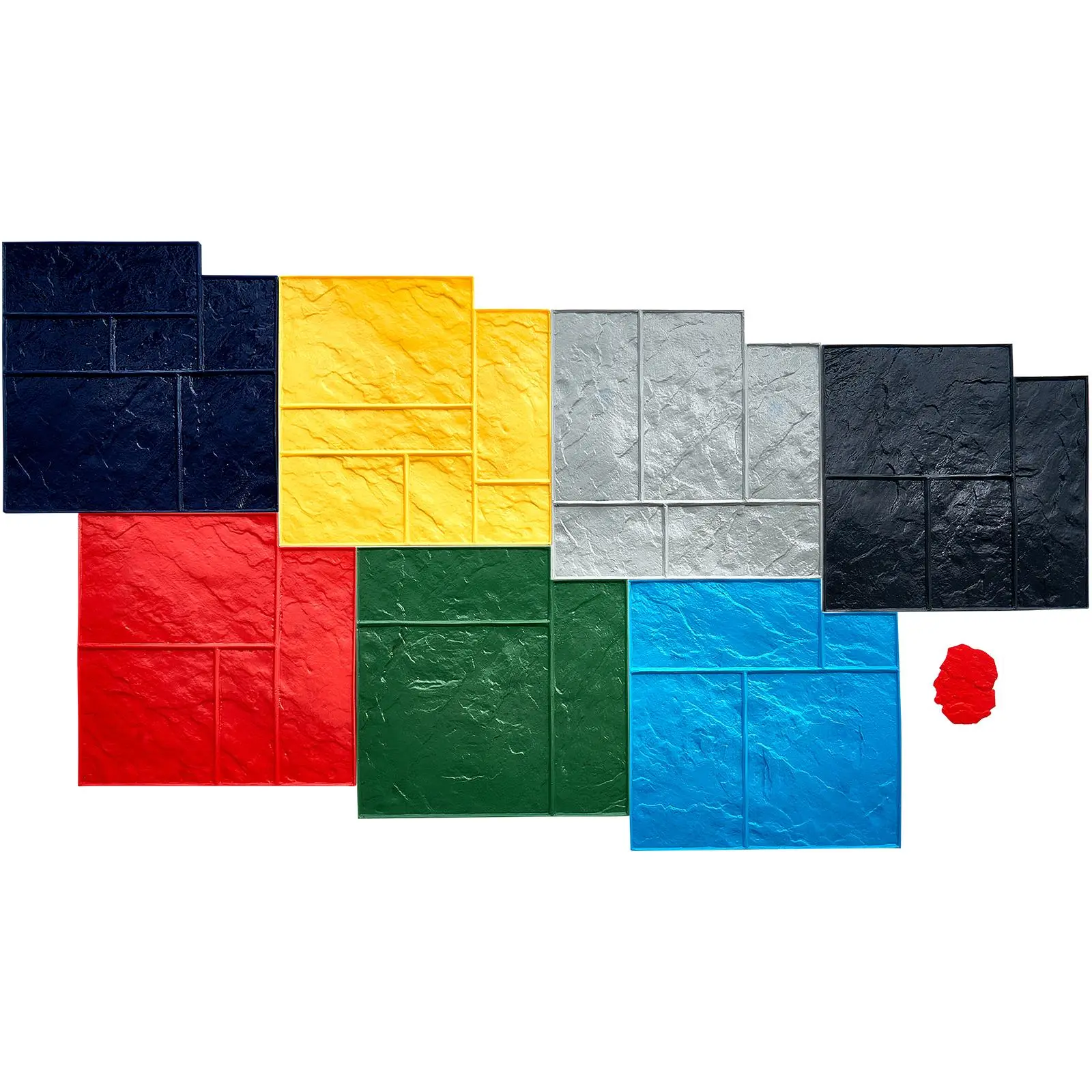 【SummerFinds】VEVOR Concrete Stamps Mat,  24 x 24 in, 7 pcsConcrete Texturing Skin Polyurethane Stamp Stone Tile Texture Mat, Slate floor Imprint Seamless Stamp Concrete Molds for Outdoor Decorative, Muti-color