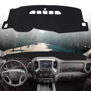 Canvcle Dashboard Cover Mat for 2007-2013 Chevy Chevrolet Silverado/GMC Sierra with Two Glove Boxes Accessories Dash Cover Flannel Dash Mat Sunshade Glare UV Rays Protector
