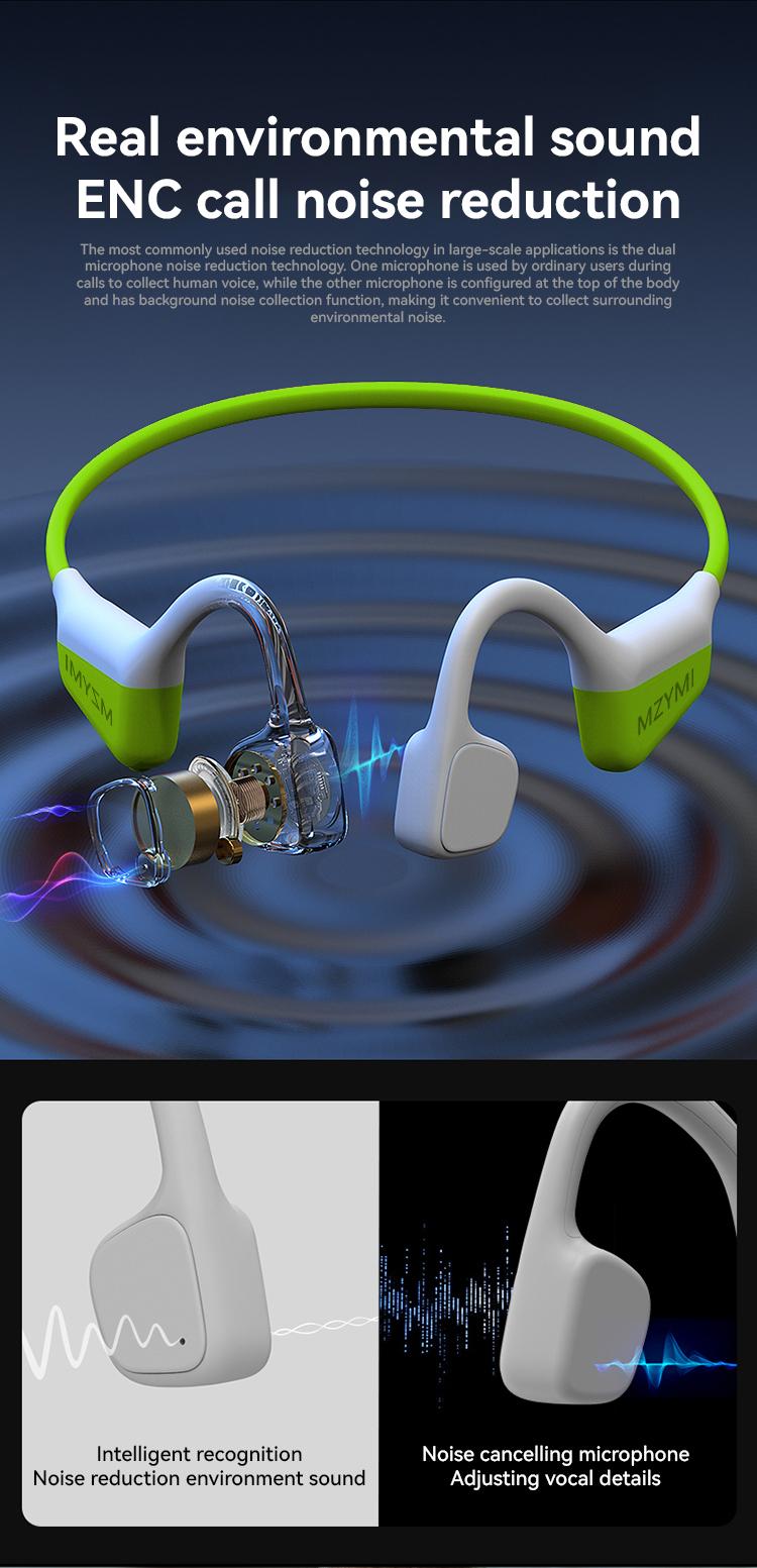 MZYMI i18pro Bone Conduction Earphones IPX6 Waterproof Open Ear Wireless Bluetooth Headphones with Mic 240mAh Battery Fast Charging Sports Earbuds #TikTokShopBlackFriday