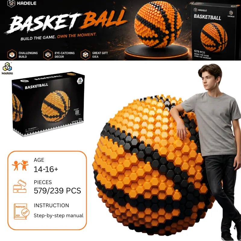 KADELE Basketball Collectibles Building Blocks Set - DIY STEM Model Building Kits, ABS Plastic Precision Fit 3D Brick Construction Toy, Sports Decoration Gift for Teens & Adults Ages 14+, Open Ended Play