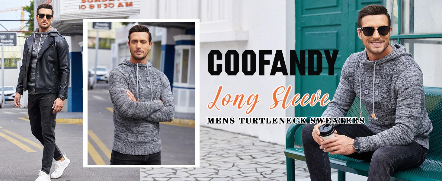 COOFANDY B Men's Knitted Hoodies Pullover Casual Comfortable Long Sleeve Turtleneck/High Neck Sweaters - For Casual/Business/Holiday Stylish Cotton Fabric abercrombieessential hoodie Menswear Soft Collar Elastic Collar Elastic Fashion Garment Jumper