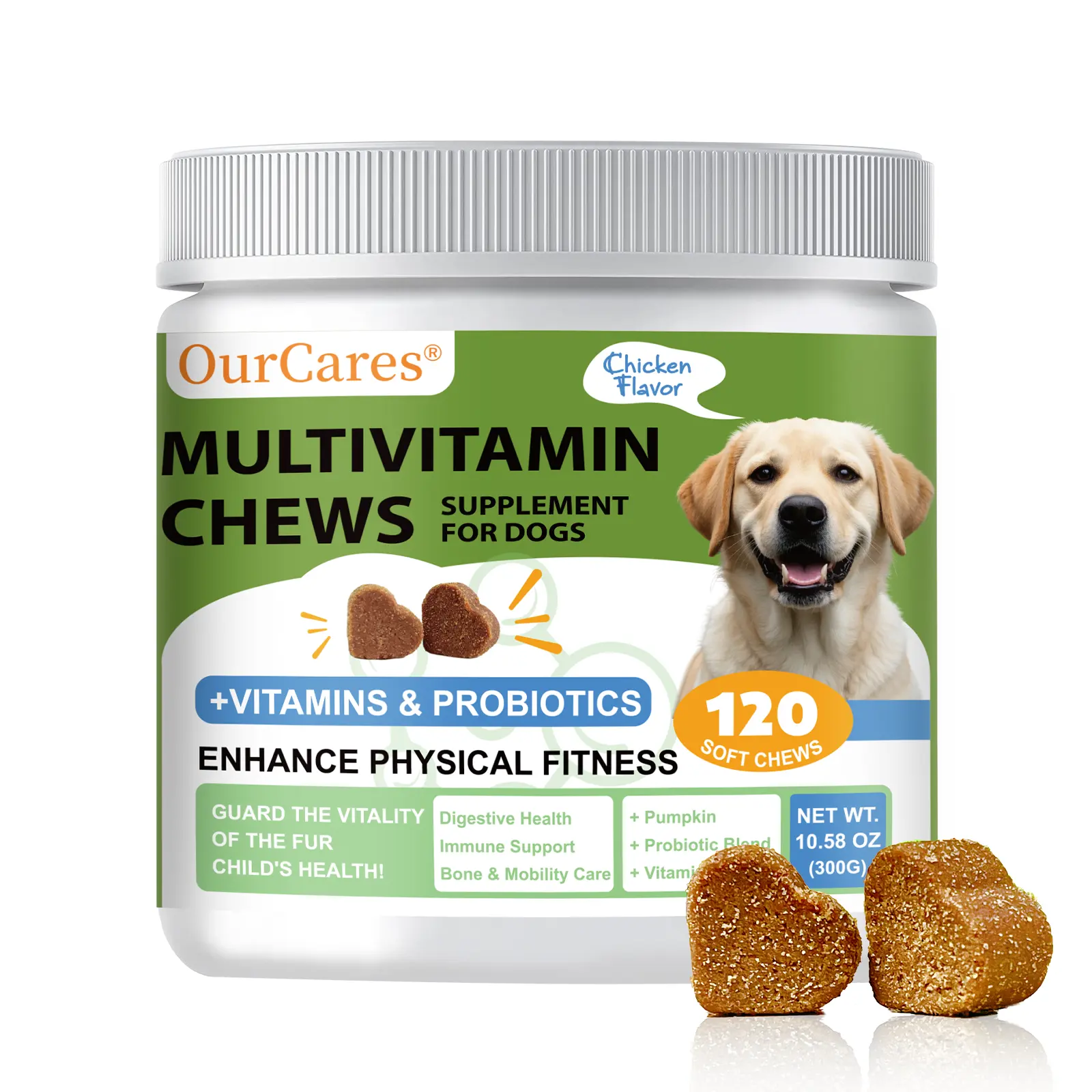 OURCARES 8-in-1 Chewable Multivitamin Bite for Dogs, Soft Chew Immune Support Dog Treats Supplement 8 in dog supplements