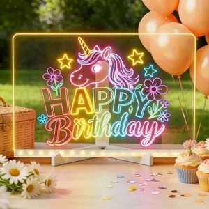 Acrylic LED Drawing Board for Kids - Light-Up Dry Erase Doodle Pad with Easel Stand, Includes Markers & Cleaning Cloth, Reusable Learning Tablet, Perfect Birthday Gift for Children（white） decorative neon sign