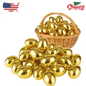 Golden Easter Eggs 30 Pack, 2.36'' Fillable for Easter Egg Hunt