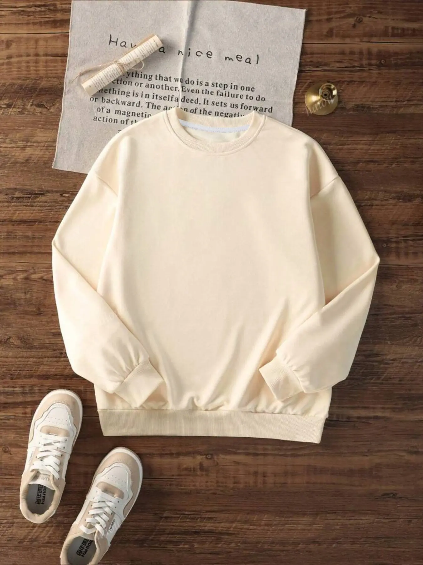 Women's Fall Winter Fashion Basic Casual Loose-Fit Round Neck Pullover Sweater Top Knitwear, Comfortable Solid Color Knitted Long Sleeve Shirt Knitting