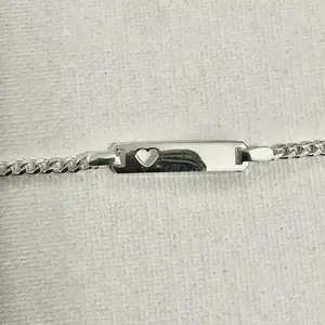 Producto #84- Esclava cubana para Nina con corazón de plata 925 de Italia 5.5inx3mm, con extension- Producto #84