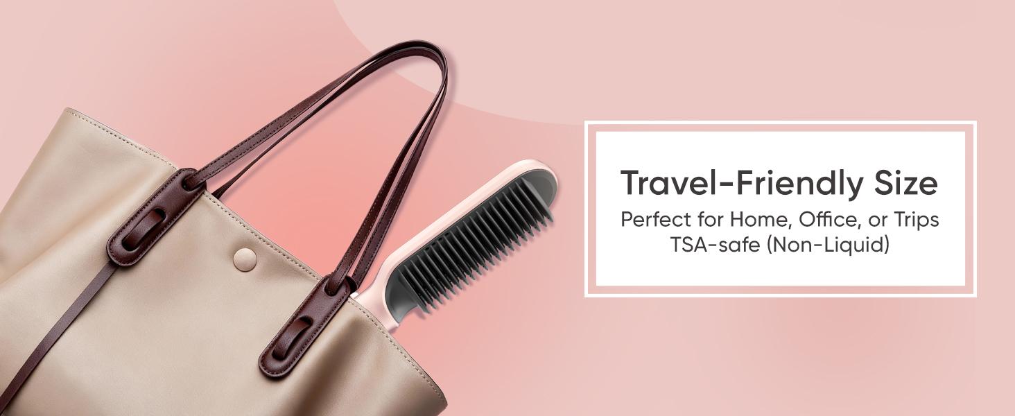 LILA Hair Straightener Brush, 2 in 1 Straightening & Curling Brush, Hairdressing Comb , Trending Products, 200 Million Ionic for Frizz-Free, Shiny Hair，Makeup Products, Safe Mode