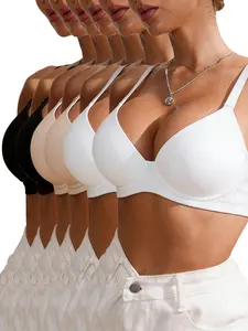 6 Pack Nonslip bra，Push Up Stretch Everyday Bra，Compression bra，Simple Comfy T-shirt IntimatesBra，Bra solutions，Women's Lingerie & Underwear，Supportive bralette，Pullover bra，Adjustable strap woman，Wireless bra，Everyday comfort wear，Comfy bralettes