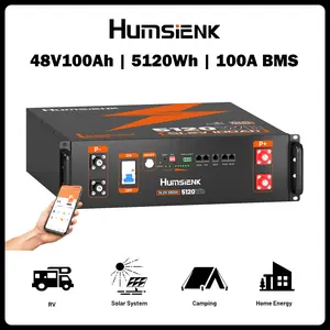 HumsiENK 48V 100Ah LiFePO4 Lithium Battery 3U Server Rack with Active Balancing & BYD Cells, Max 5120Wh & Bluetooth, 100A BMS, 15000+ Deep Cycles for Off-Grid Solar System, Home Energy Storage, Backup