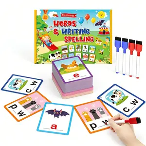 Reusable CVC Flashcards for Kids, Wipe-Clean Phonics Cards with Markers, Montessori Educational Toy for Toddlers 3+, Early Reading & Writing Skills, Safe Plant-Based Ink, Ideal Homeschool Supplies