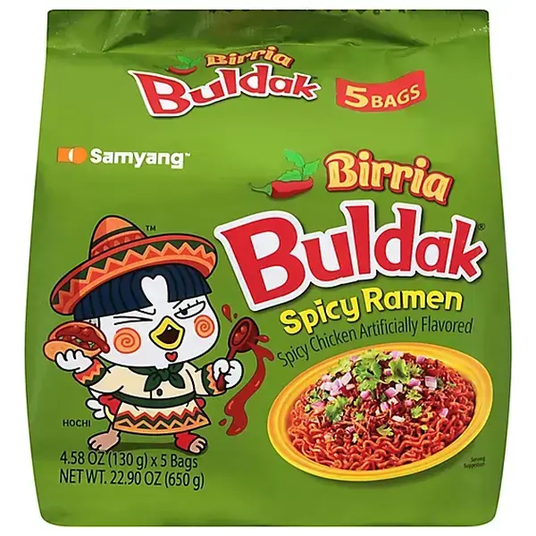 Buldak Birria Style Hot Chicken Ramen (5-Pack) - The Ultimate Spicy Fusion! Buldak Birria Style Hot Chicken Ramen (5-Pack) - The Ultimate Spicy Fusion!