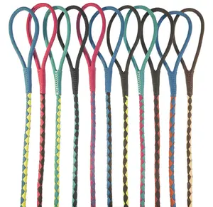 Dogline Soft Leather Dual Color Braided Round Leash