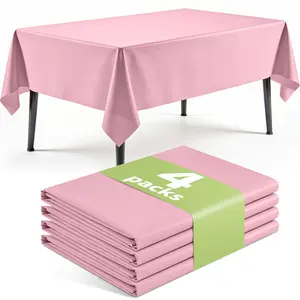 Disposable Party Tablecloth 4-6 Pack Plastic Table Covers, Leakproof & Sturdy Table Cloth for Party, Picnic, Birthday & Family Gathering