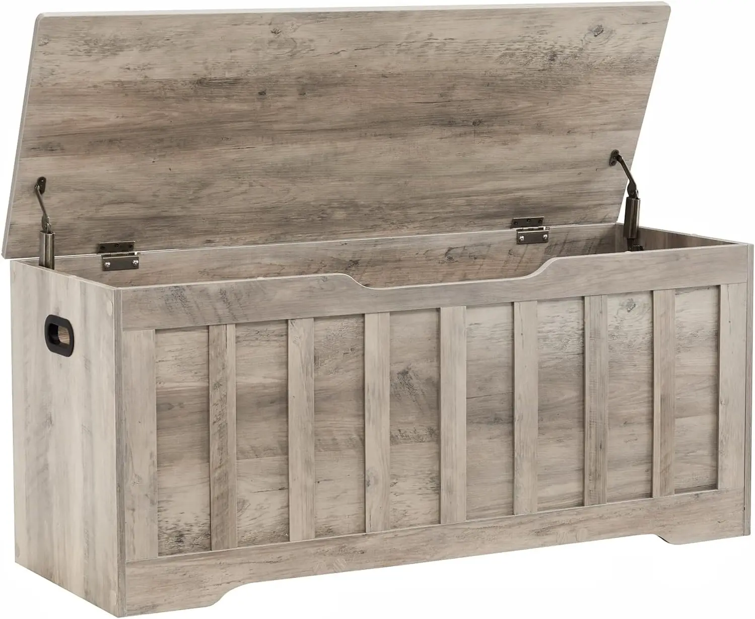 Extra Large Storage Chest, Wooden Storage Bench with 2 Safety Hinges, Multi-Purpose Trunk for Bedroom, Living Room & Entryway, Shoe Bench Organizer, Greige Finish