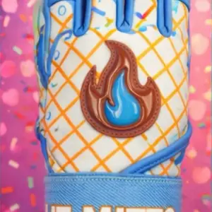 Lit Mitts Blue Waffle Drip Long Cuff Batting Gloves