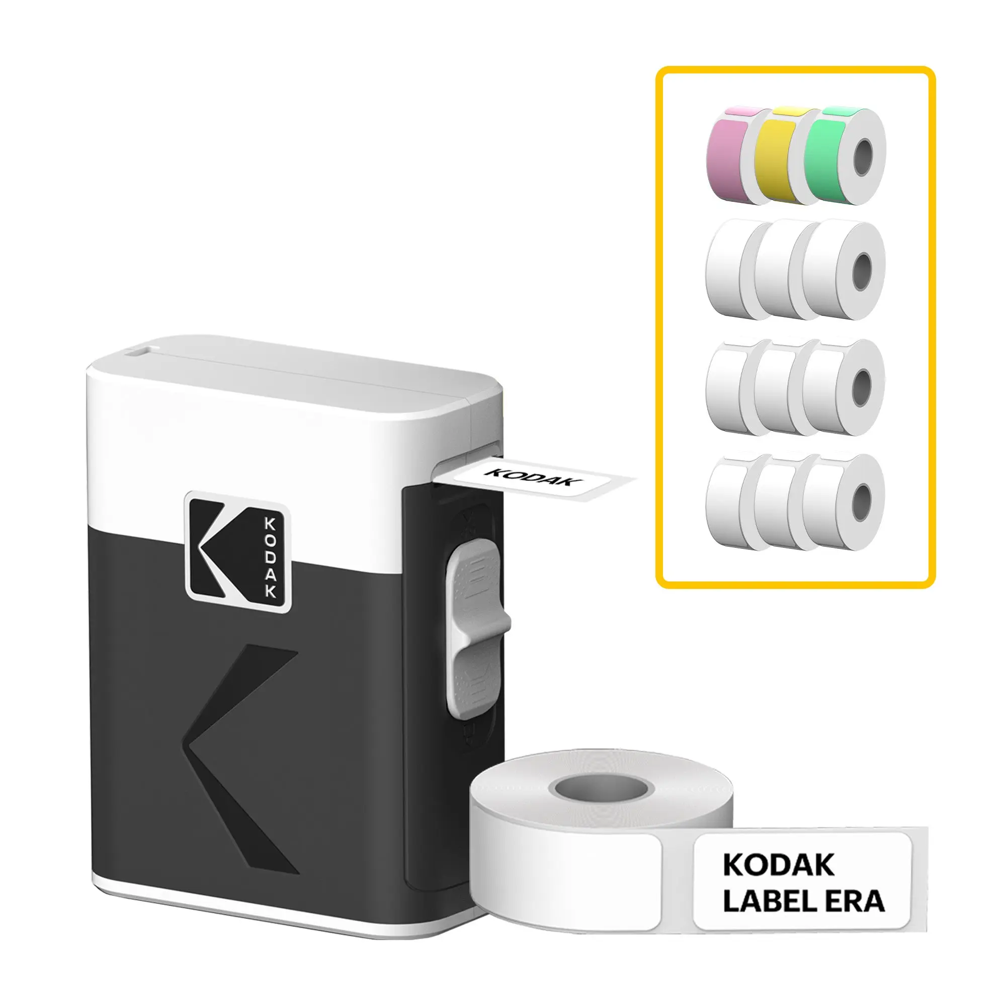 KODAK Label Maker Machine + 12-Pack Refills Bundle, Safe Blade Label Printer for Office, School & Home Organization, White