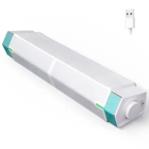 Jeecoo M20 Desktop Monitor BT PC Speaker, Gaming PC Speaker - Wired USB Power Supply, Super Stereo Sound with Fading LED Lights - Combination/Detachable for different usage scenarios. BT plug speaker(White)