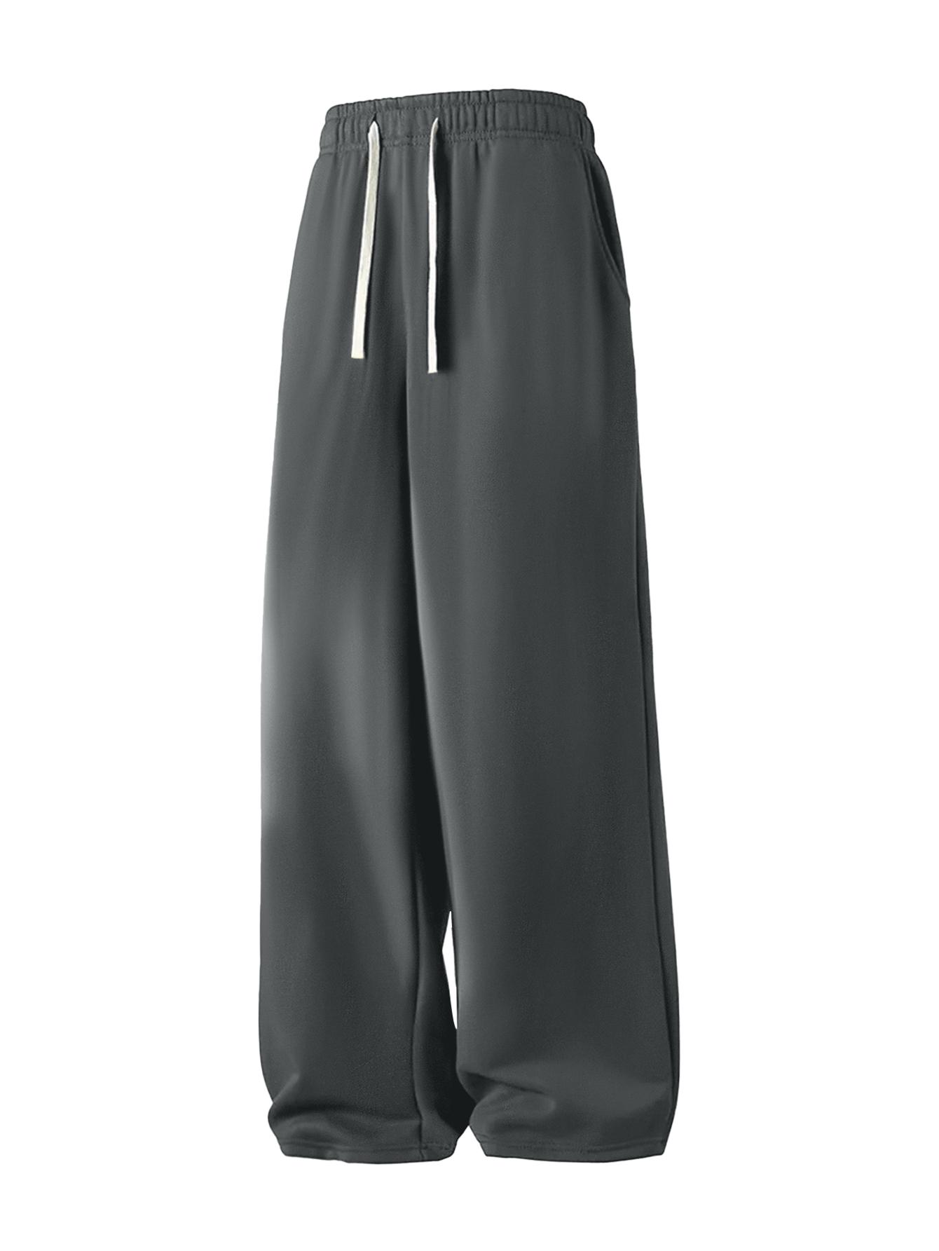 Men's Regular Fit Drawstring Casual Pants - Soft and slightly stretchy fabric, comfortable and breathable, drawstring waist adjustment, solid color, perfect for outdoor sports and fitness activities in spring and summer Plain Trouser Menswear