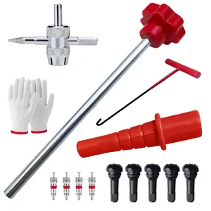 14-Piece Set Quick Change Tire Valve Tool Kit,Tire Valve Stem Core Quickly Replacement Tool Kit,Perfect Tool for Replacing Leaky Valves in Cars,ATVs,Trucks,Motorcycles, etc.with 5 TR413 Valve,4-Way Valve Tool excellent giftfor