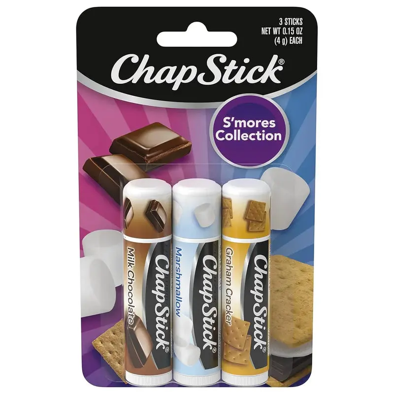 ChapStick S'Mores Collection 3 Count Variety Pack: Milk Chocolate, Marshmallow, Graham Cracker