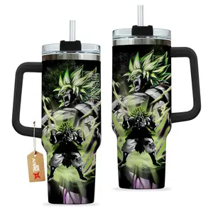 Broly Legendary Super Saiyan Dragon Ball Anime Custom Quencher, 40oz Stainless Steel Tumbler With Handle, Gift for Anime Fan, Tumbler Gift, Perfect Holiday Gift
