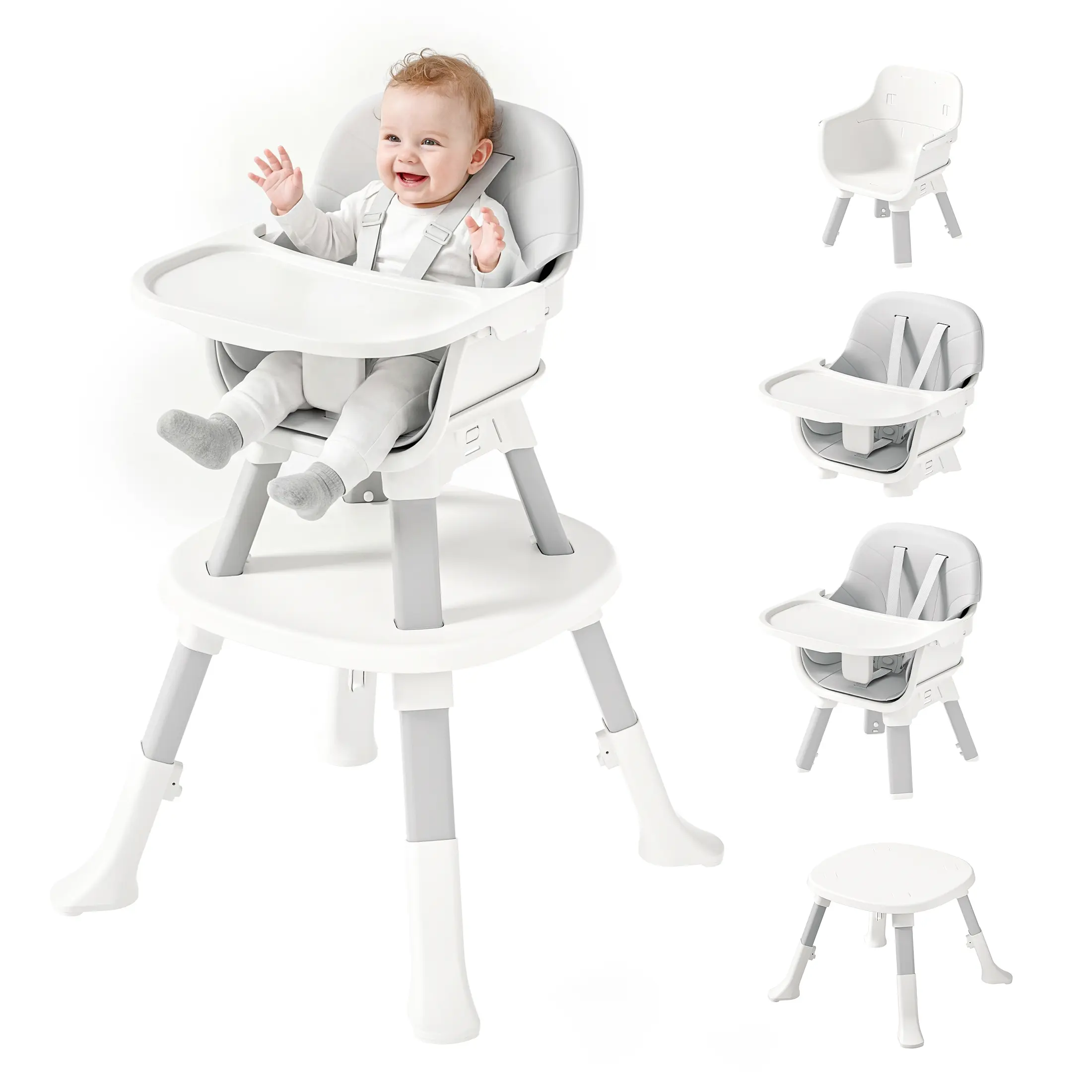 BabyBond 6-in-1 Convertible Baby High Chair - 2 Levels, ASTM/CPSIA Compliant, Food-Grade PP Tray, Waterproof Seat, Converts to Stool, Toddler Chair, Activity Table, Dining Booster Seat, #Summervibes, #tiktokshopbacktoschool sohochic