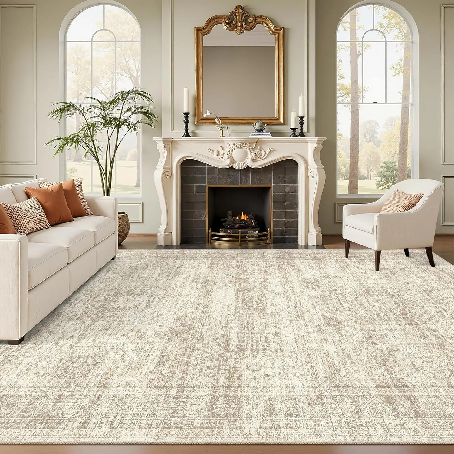 Art&Tuft Classic Geometric Indoor Area Rug - Large, Soft, Non-Slip, Stain-Resistant, Machine Washable Rugs for Bedroom, Household Decor (Various Sizes), Machine Washable Rug,back to school,dorm essentials,home decor,home essentials