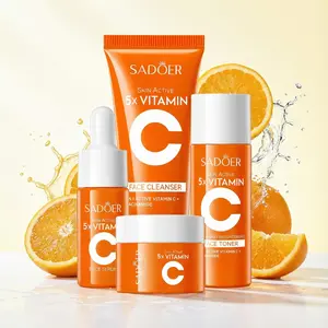 5X Vitamin C Skincare Travel Set for Business Trips - Includes Facial Cleanser(30g),Serum(10ml), Toner(30ml), and Face Cream(15g)- Perfect Gift for Mom and Best Friends - Easy to Carry