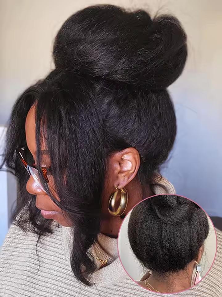MYLOCKME Women's 360 Glueless Full Lace Wig, 180 Density Brazilian Hair, 32-34 Inch Kinky Yaki Straight, 13x6 HD Lace Frontal, Preplucked Human Hair Wig MYLOCKME Women's 360 Glueless Full Lace Wig, 180 Density Brazilian Hair, 32-34 Inch Kinky Yaki Straight, 13x6 HD Lace Frontal, Preplucked Human Hair Wig