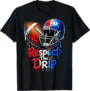 Respect The Drip Football Drip Boys Ice Cream Drip Sprinkle T-Shirt - Crewneck Men Women Youth Boys Girl T-shirt Cotton Fabric