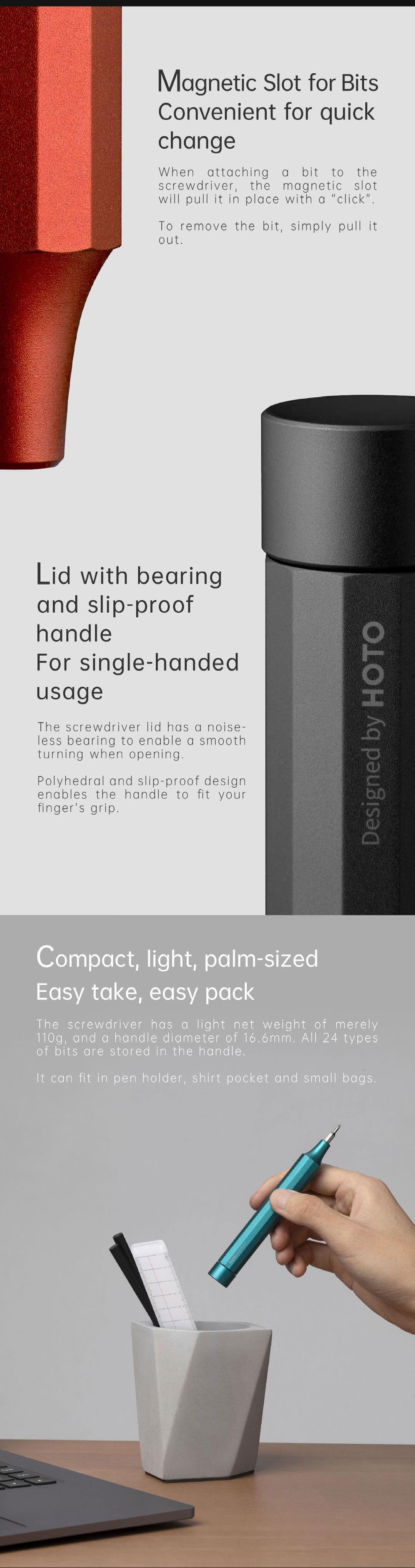 Hoto 24-in-1 Portable Manual Screwdriver with Magnetic S2 Steel Bits - Perfect for Phone, Computer, Watch, Game Console, Eyeglasses Repair & Christmas Gifts Kit