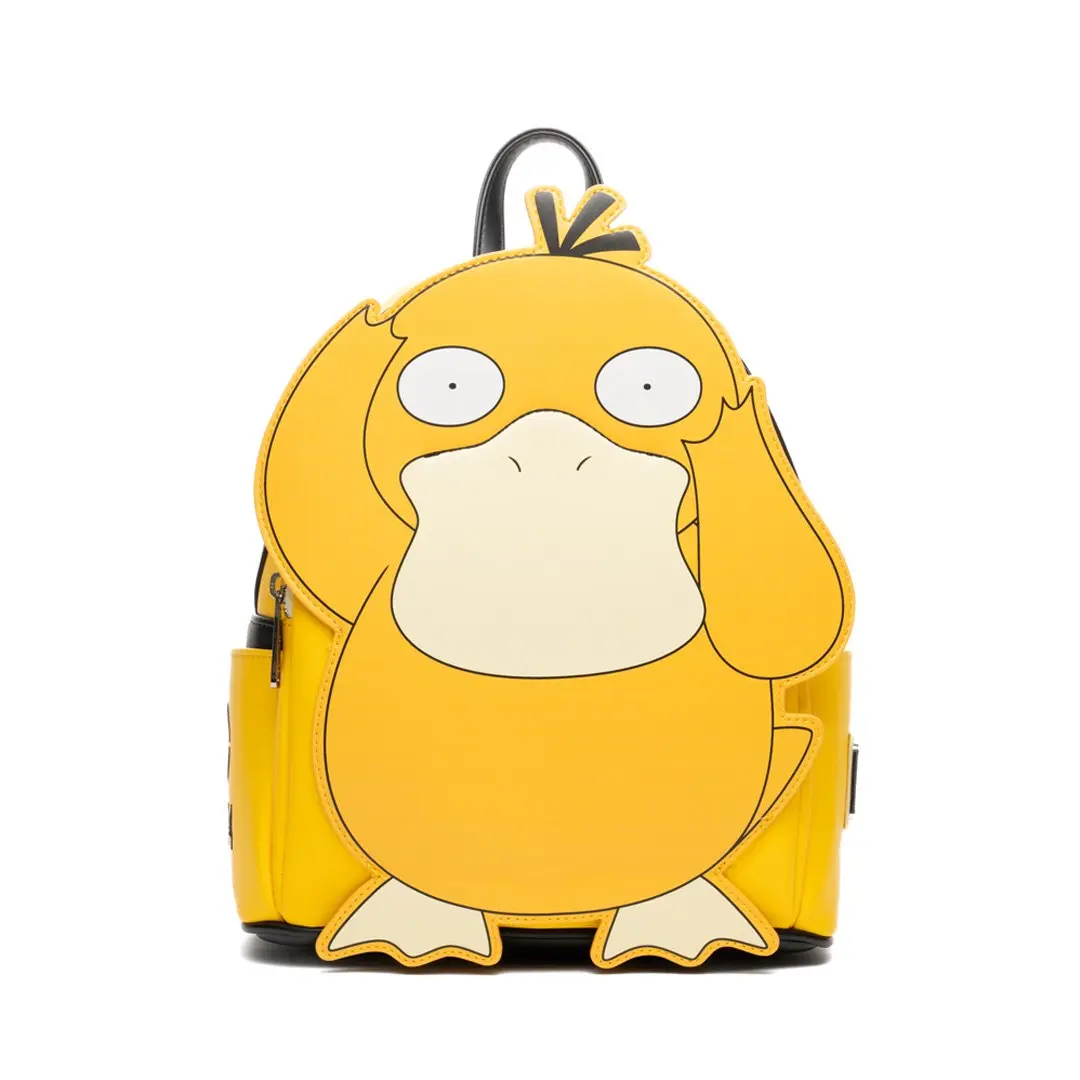 Loungefly Pokemon Psyduck Cosplay Unisex PU Leather Zip Mini Casual Backpack, 707 Street Exclusive, Anime-Style Luggage Accessory