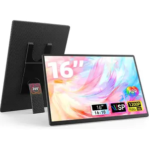 AOKER 16" Portable Monitor 16:10 1200P FHD Laptop Screen Extender  PC Mac Xbox Switch PS5 iPhone IPS Display Computer Display HDR External Screen Game Workfromhomefor MAC Windows Phone PS4/5