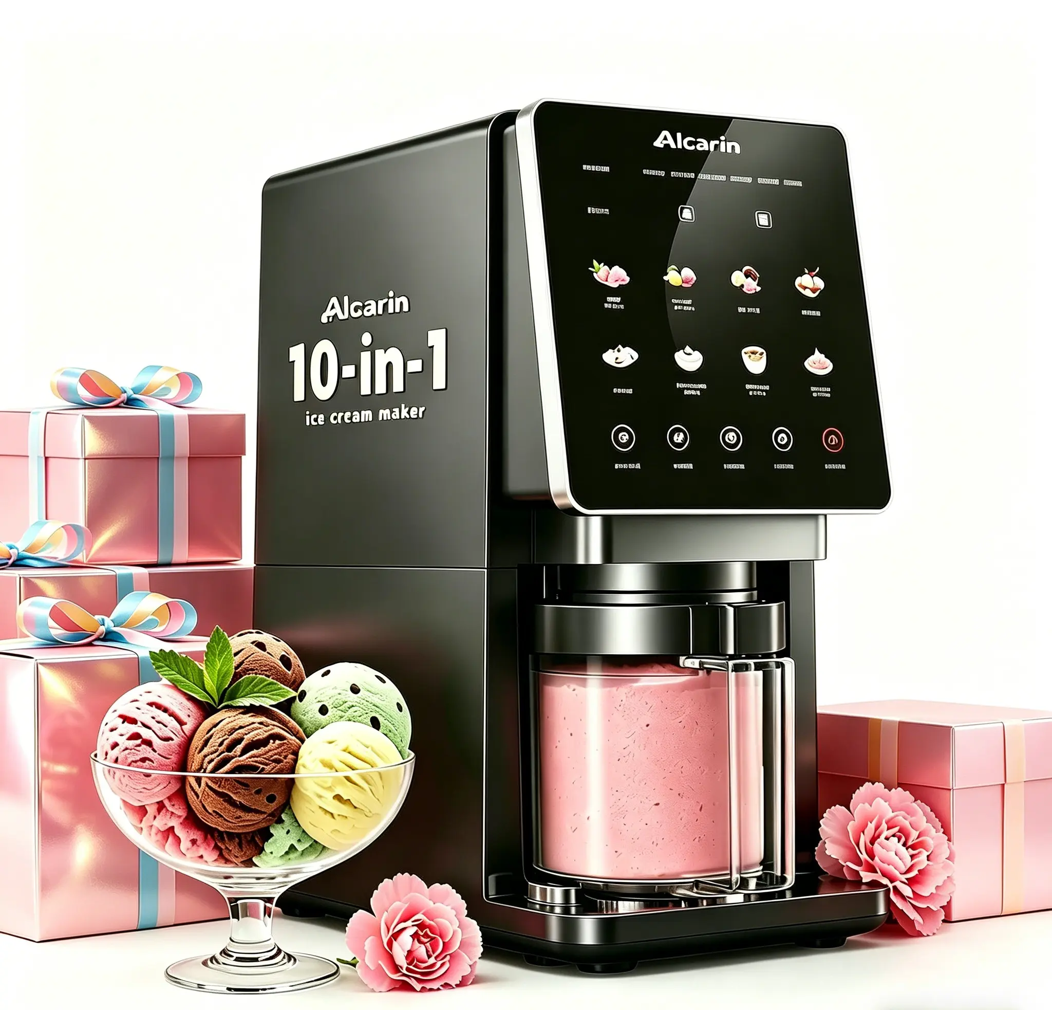 <Summer finds> 10-Function Electric Ice Cream Maker Machine, 8 Programs + Mix-In & Re-Spin, Homemade Ice Cream, Gelato, Froyo & More, High-Protein, Keto, Vegan, Dairy-Free Options，home essentials