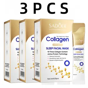 Sadoer Collagen Sleep Mask, Collagen Hydration Mask, 20pcs Night Repair Face Mask, Easy Absorption, Non-Irritating, Unisex, Portable, No Wash Needed