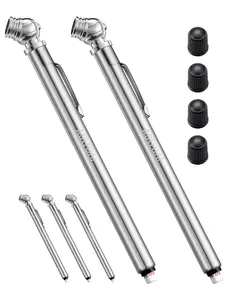 Pencil Tire Pressure Gauge 2 Pack 10-75PSI, Calibrated to ANSI B40.1 Grade B (2%), Stainless Steel Body, Metal Made Nozzle 3 Measurements for Cars, Bikes, Vehicles