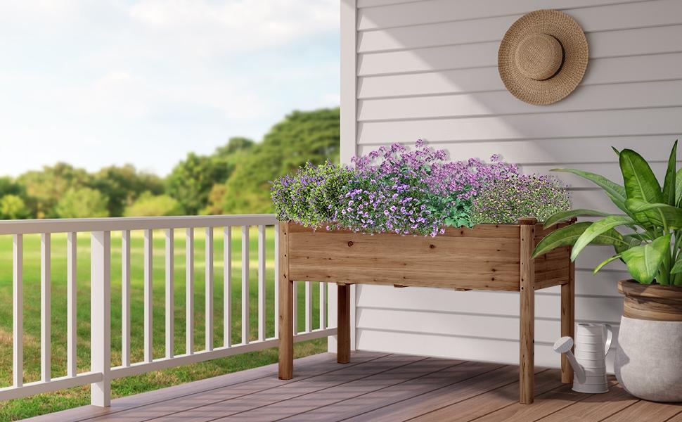 【Mother's Day Gift】Yaheetech Large Raised Garden Bed Elevated Wooden Horticulture Planter Box with Legs Standing Growing Bed for Gardening/Backyard/Patio/Balcony