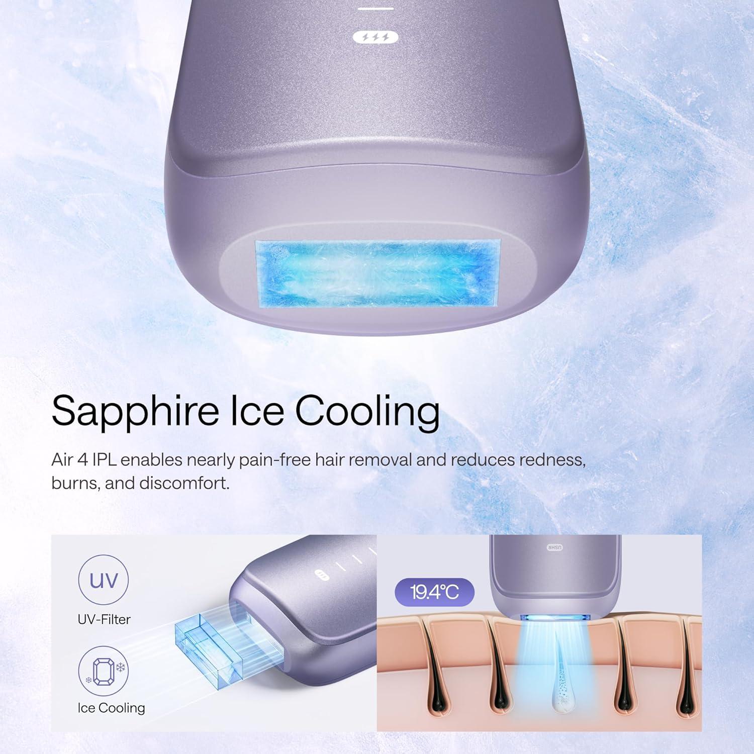 【2026 New Arrival】Ulike Air 4 IPL Hair Removal Device with Increased Power, More Convenient Operation, Ice-Cooling Contact Technology & Skin Sensor. Suitable for Women and Men. Achieves up to 90% Hair Reduction in 4 Weeks. Comfortable and Effective