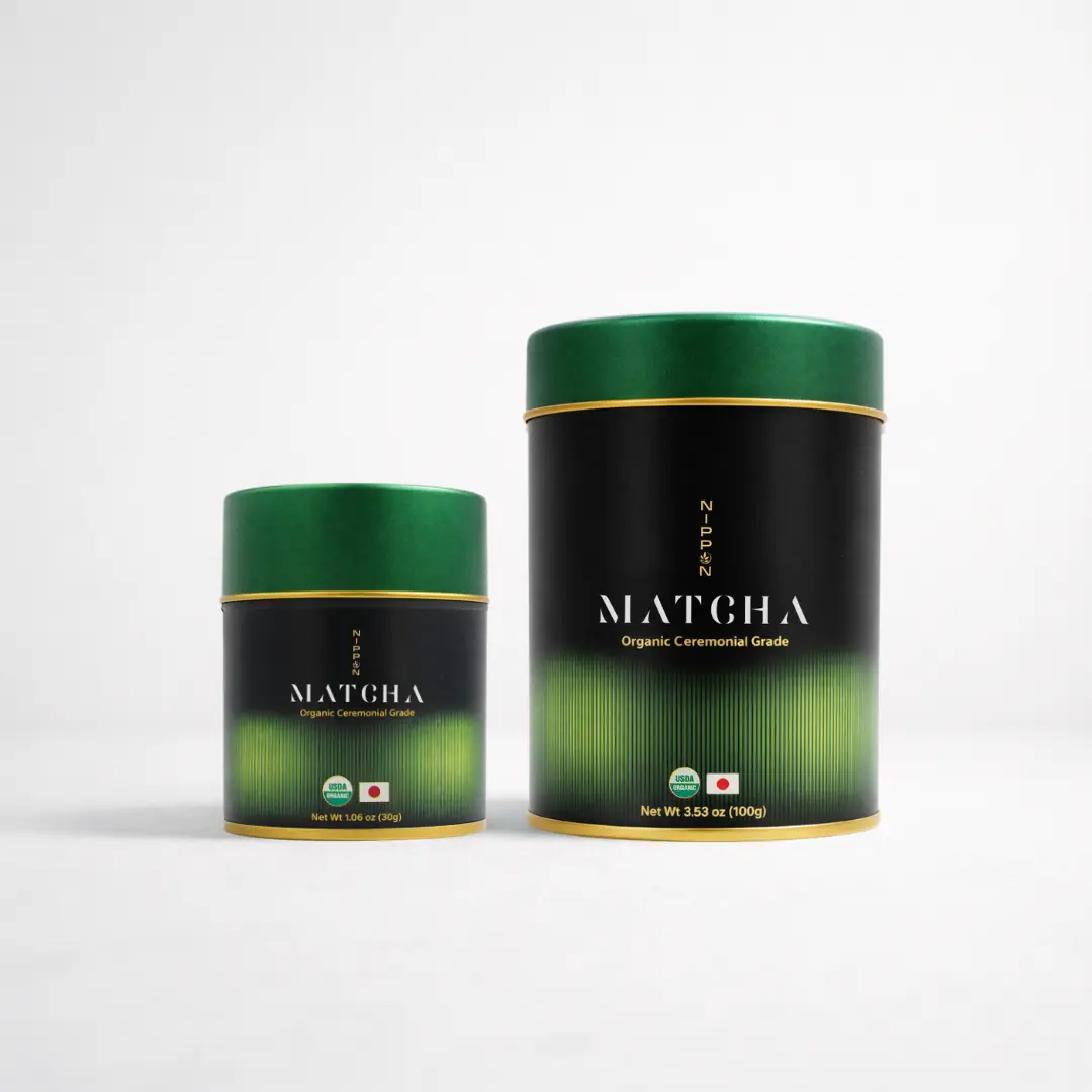 Nippon Matcha Pair Bundle — Premium Organic Ceremonial Grade Matcha Powder | 3.53 oz + 1.06 oz Starter Set | First Harvest Uji Japan | USDA Organic