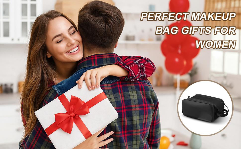 Large Capacity Cosmetic Organizer ,Travel Makeup Bag Organizer, Large Capacity Toiletry Bags for Traveling, Flat Open Waterproof PU Leather Cosmetic Bag with Compartments and Handles