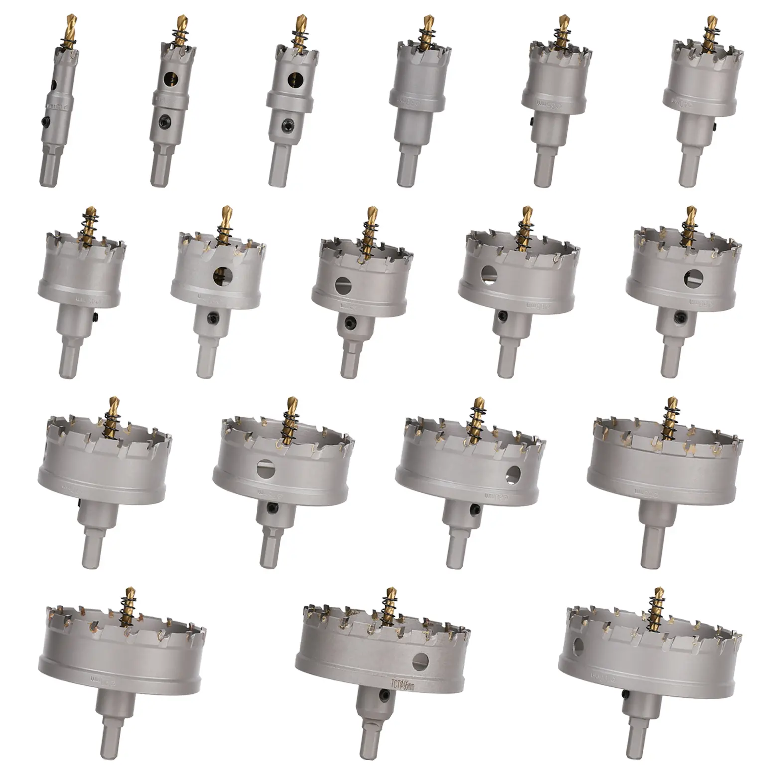 Vearter TCT Carbide Hole Saw Kit, 1/2"-7-3/4" Tungsten Carbide Tipped Hole Cutter with Pilot Drill Bit, Drill Attachments for Hard Metal, Stainless Steel, Drywall Cutting, Drill Attachments Drywall