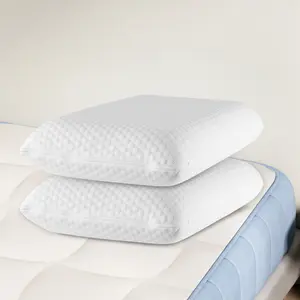 2 Pack Ergonomic Memory Foam Bed Pillows, Contour Cervical Support Pillow with Washable Cover, Odorless Neck Pillow for Side Back & Stomach Sleepers